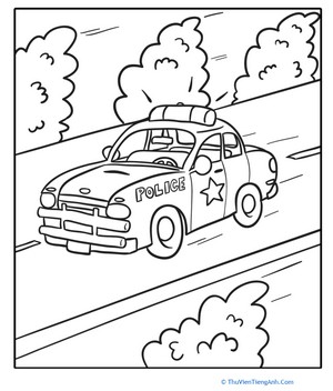 Transportation Coloring Page: Police Car