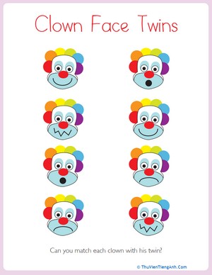 Matching: Clown Face Twins