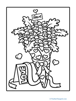 Valentine Flowers Coloring Page