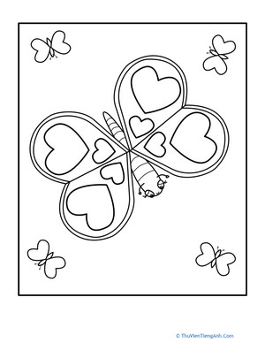 Valentine’s Day Butterfly Coloring Page