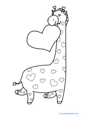 Valentine’s Day Giraffe Coloring Page