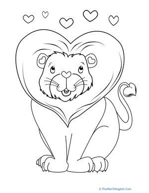 Valentine’s Day Lion Coloring Page