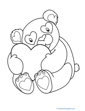 Valentine’s Day Panda Coloring Page