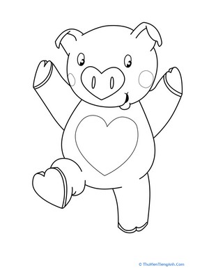 Valentine’s Day Pig Coloring Page