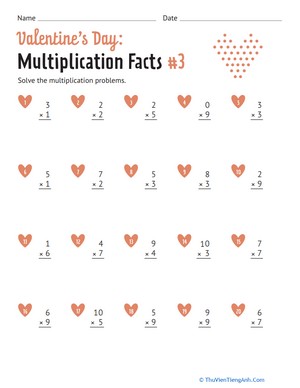 Valentine’s Day: Multiplication Facts #3
