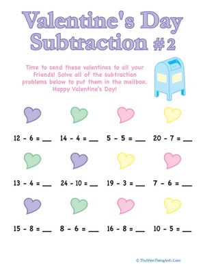 Valentine’s Day Subtraction #2