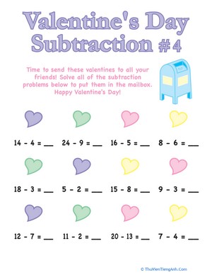 Valentine’s Day Subtraction #4