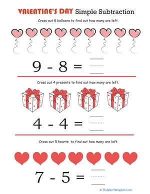 Valentine’s Day Simple Subtraction
