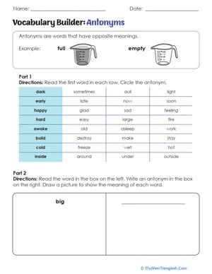 Vocabulary Builder: Antonyms