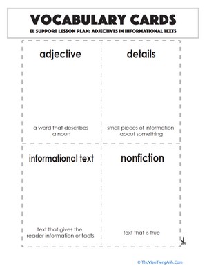 Vocabulary Cards: Adjectives in Informational Texts