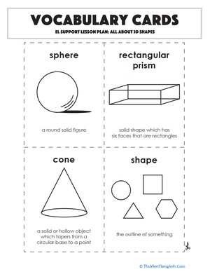 Vocabulary Cards: All About 3D Shapes