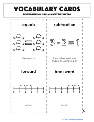 Vocabulary Cards: All About Subtraction