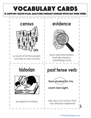 Vocabulary Cards: Analyzing Primary Sources with Past Tense Verbs
