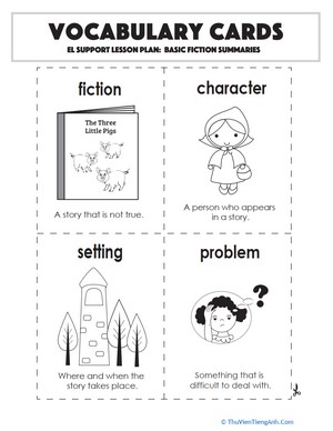 Vocabulary Cards: Basic Fiction Summaries