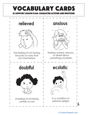 Vocabulary Cards: Character Actions and Emotions