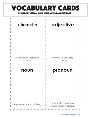 Vocabulary Cards: Characters and Settings