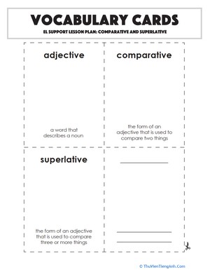 Vocabulary Cards: Comparative and Superlative