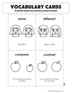 Vocabulary Cards: Compare & Contrast Pictures