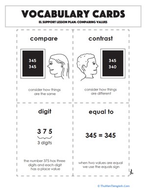 Vocabulary Cards: Comparing Values