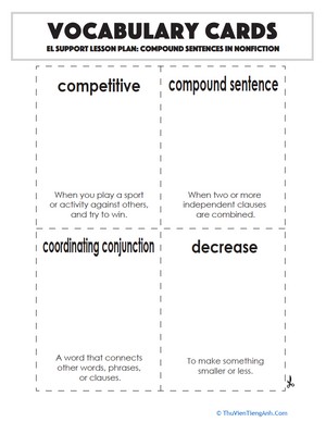 Vocabulary Cards: Compound Sentences in Nonfiction