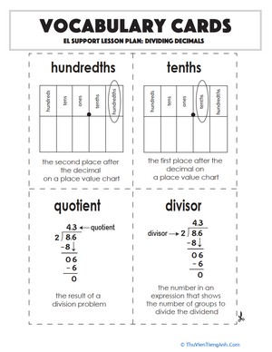 Vocabulary Cards: Dividing Decimals