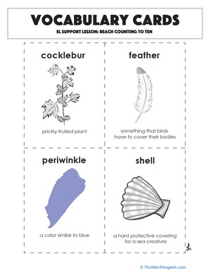 Vocabulary Cards: Beach Counting to Ten