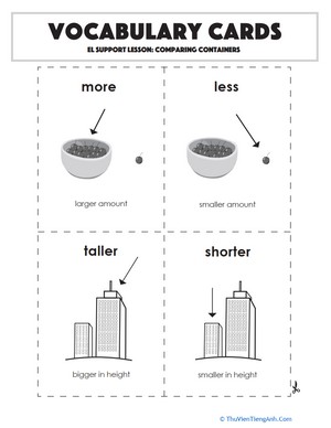 Vocabulary Cards: Comparing Containers