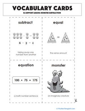 Vocabulary Cards: Monster Subtraction