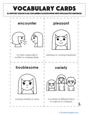 Vocabulary Cards: Explaining Illustrations with Declarative Sentences