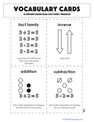 Vocabulary Cards: Fact Family Triangles