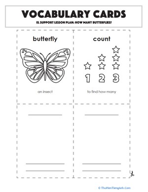 Vocabulary Cards: How Many Butterflies?