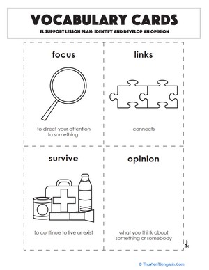 Vocabulary Cards: Identify and Develop an Opinion