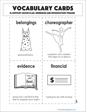 Vocabulary Cards: Inferences and Introductory Phrases