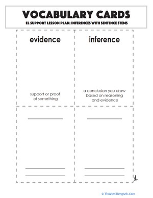 Vocabulary Cards: Inferences with Sentence Stems