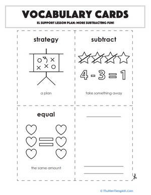 Vocabulary Cards: More Subtracting Fun!