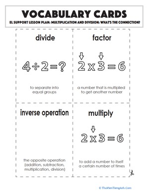 Vocabulary Cards: Multiplication and Division: What’s the Connection?