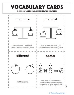 Vocabulary Cards: Multiplication Strategies