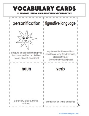 Vocabulary Cards: Personification Practice