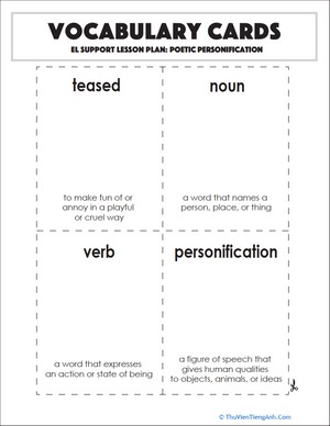 Vocabulary Cards: Poetic Personification