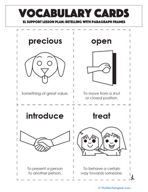 Vocabulary Cards: Retelling with Paragraph Frames