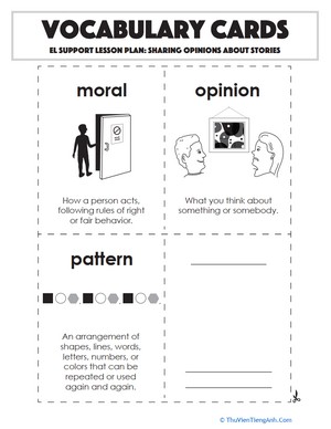 Vocabulary Cards: Sharing Opinions About Stories