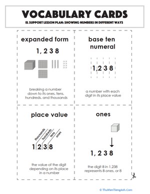 Vocabulary Cards: Showing Numbers in Different Ways