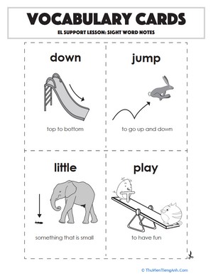 Vocabulary Cards: Sight Word Notes