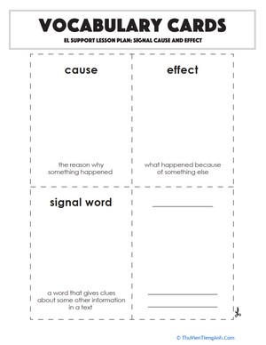 Vocabulary Cards: Signal Cause and Effect