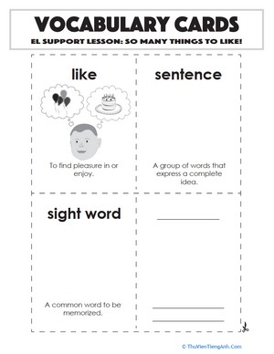 Vocabulary Cards: So Many Things to Like!
