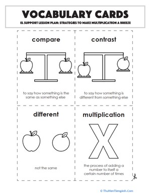 Vocabulary Cards: Strategies to Make Multiplication a Breeze