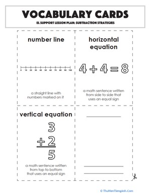 Vocabulary Cards: Subtraction Strategies