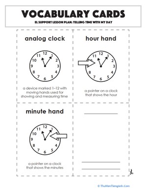 Vocabulary Cards: Telling Time with My Day