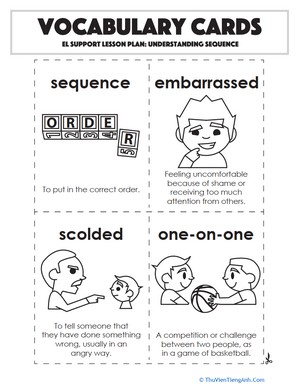 Vocabulary Cards: Understanding Sequence