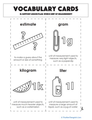 Vocabulary Cards: Which Unit of Measurement?